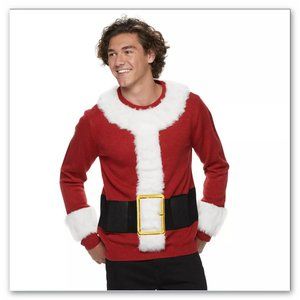 NWT Santa Christmas Sweater holds 6 cans X-Mas Vegan fur accents